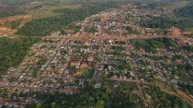 Imagem aérea do município de Trairão, no Pará