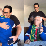 Idoso demora para descobrir surpresa do filho, que não via há tempos; não era ligação de vídeo