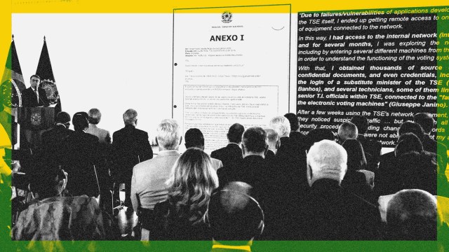 Jair Bolsonaro durante encontro com embaixadores em 18/07/2022 para falar das urnas eletrônicas