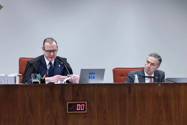 Ministro Barroso durante julgamento do plano de golpe no STF